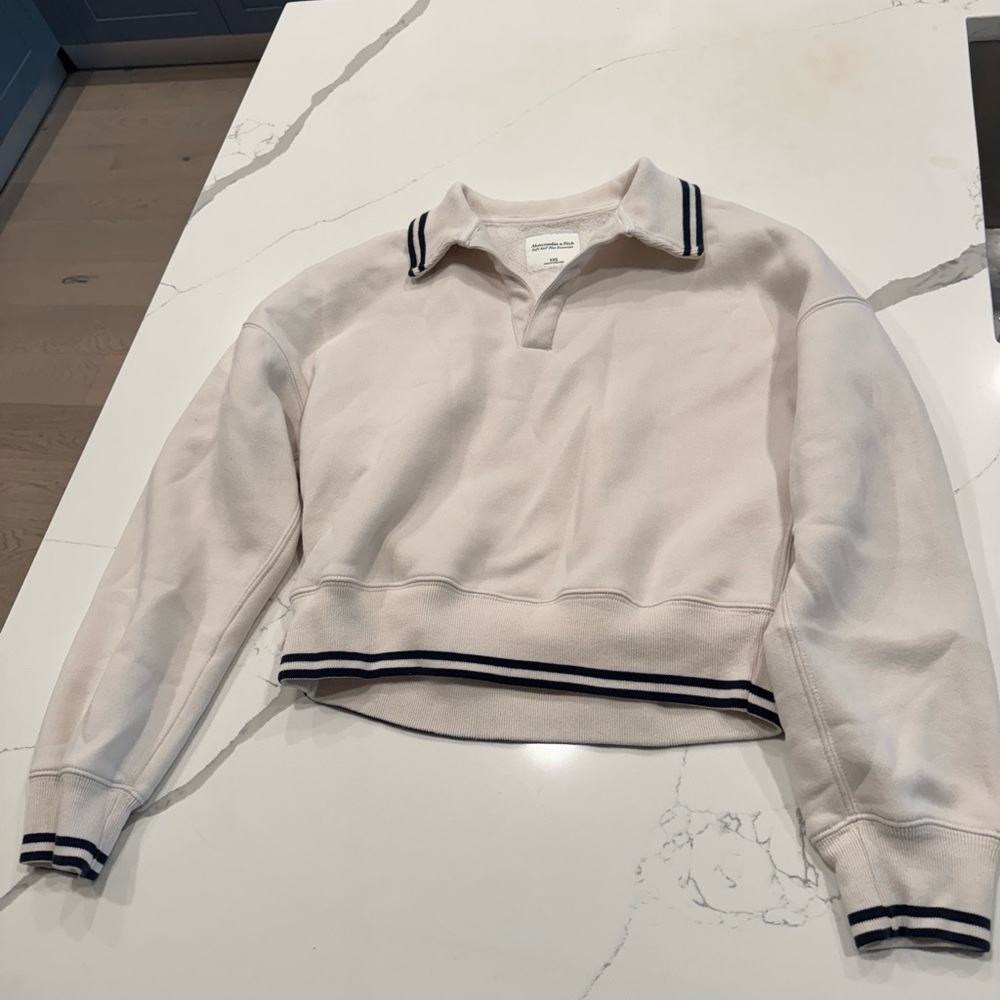 Abercrombie & Fitch Cream Sweatshirt with Striped Trim